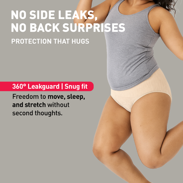 Gray tank and beige underwear with features