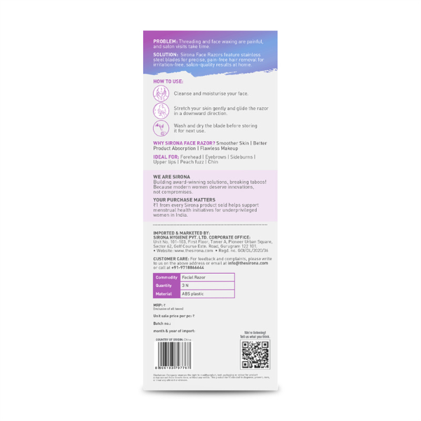 Reusable Face Razors for Women for Facial Hair - Pack of 3