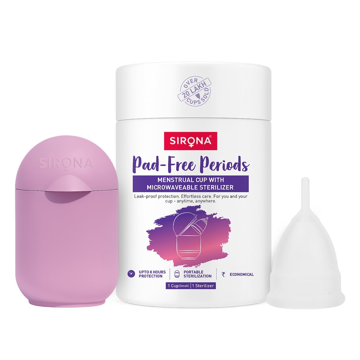 Menstrual cup with Sirona packaging