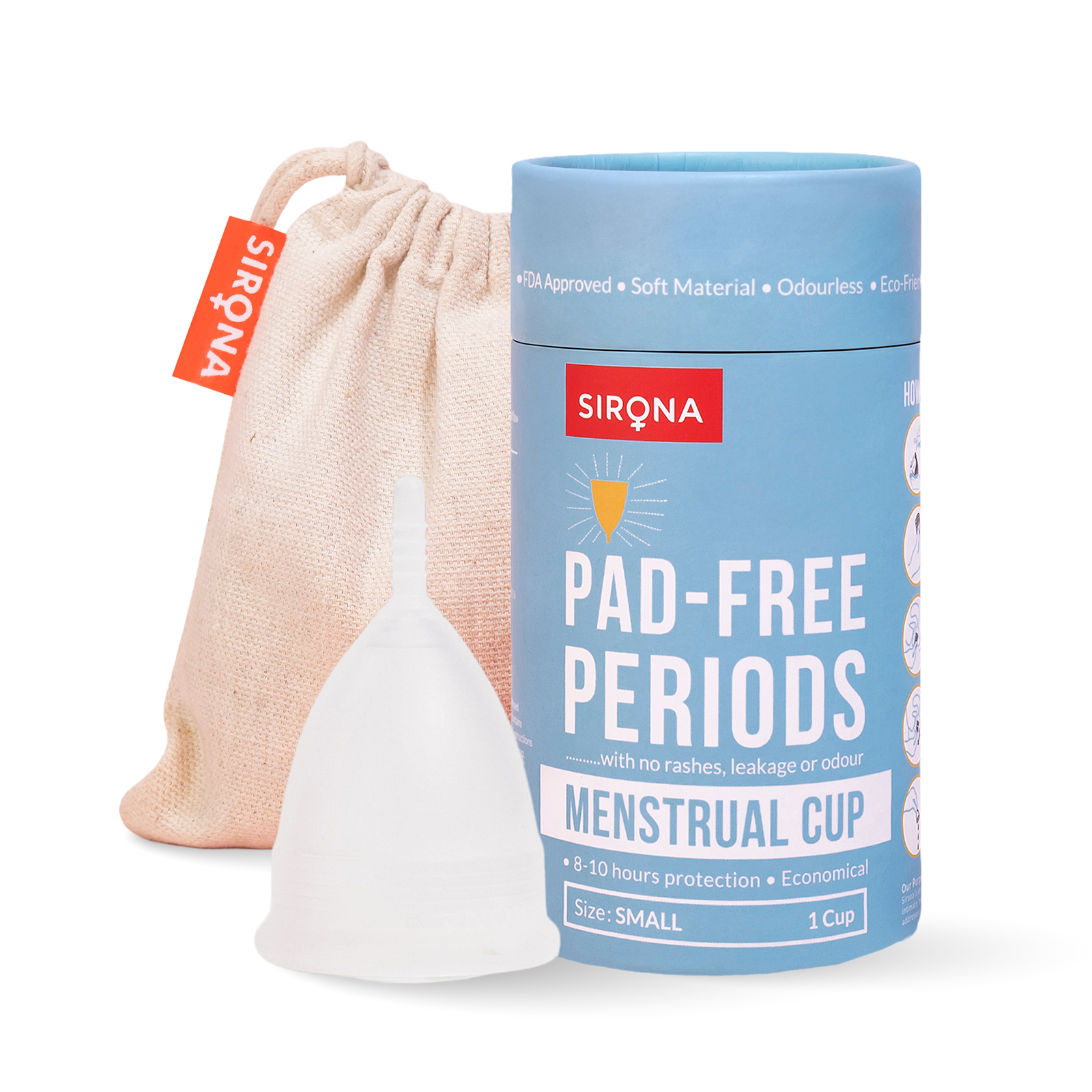 Menstrual cup with Sirona packaging
