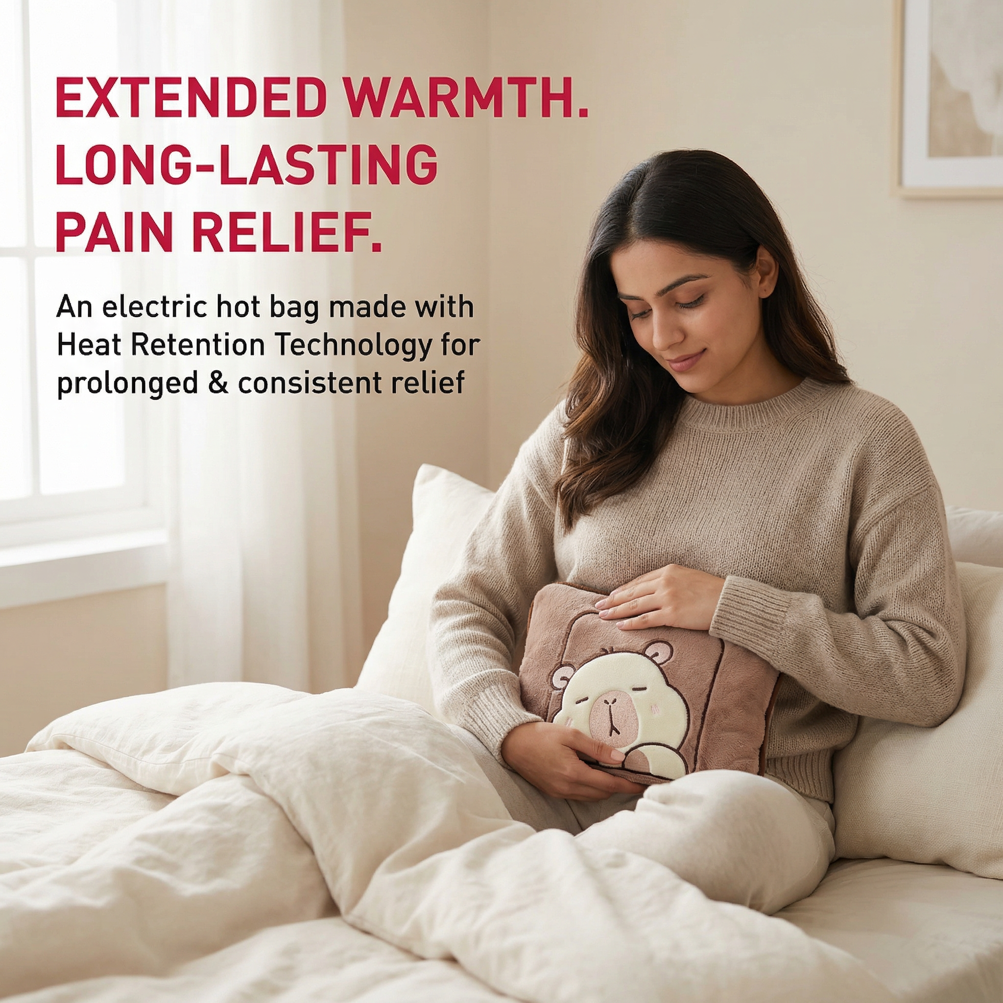 Cute Teddy Electric Hot Water Bag for Period Pain, Cramps & Relaxation