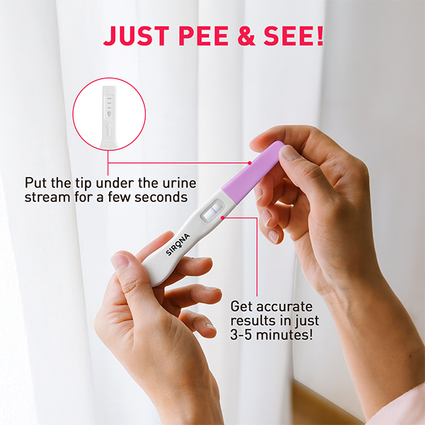 Person holding a Sirona pregnancy test