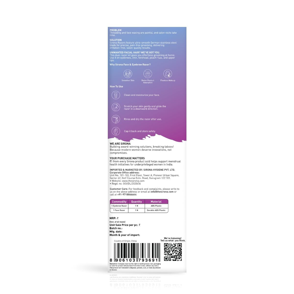 Back label of a product with text and a barcode