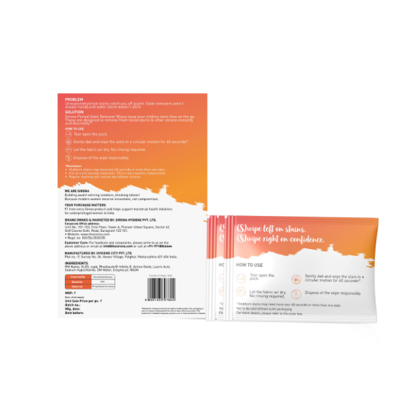 Period Stain Remover Wipes - Pack of 10