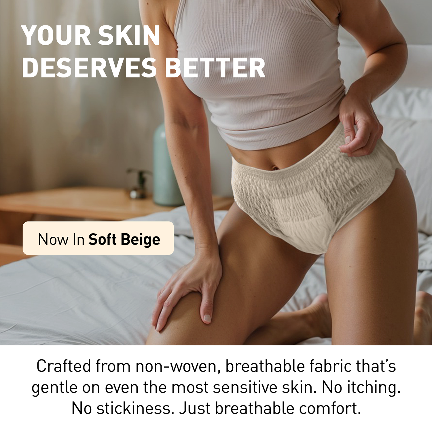 Person wearing beige underwear with