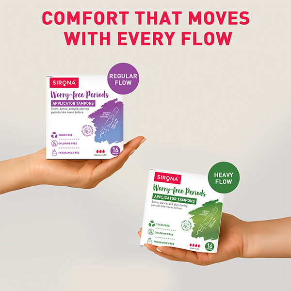 Two hands holding Sirona applicator tampon boxes