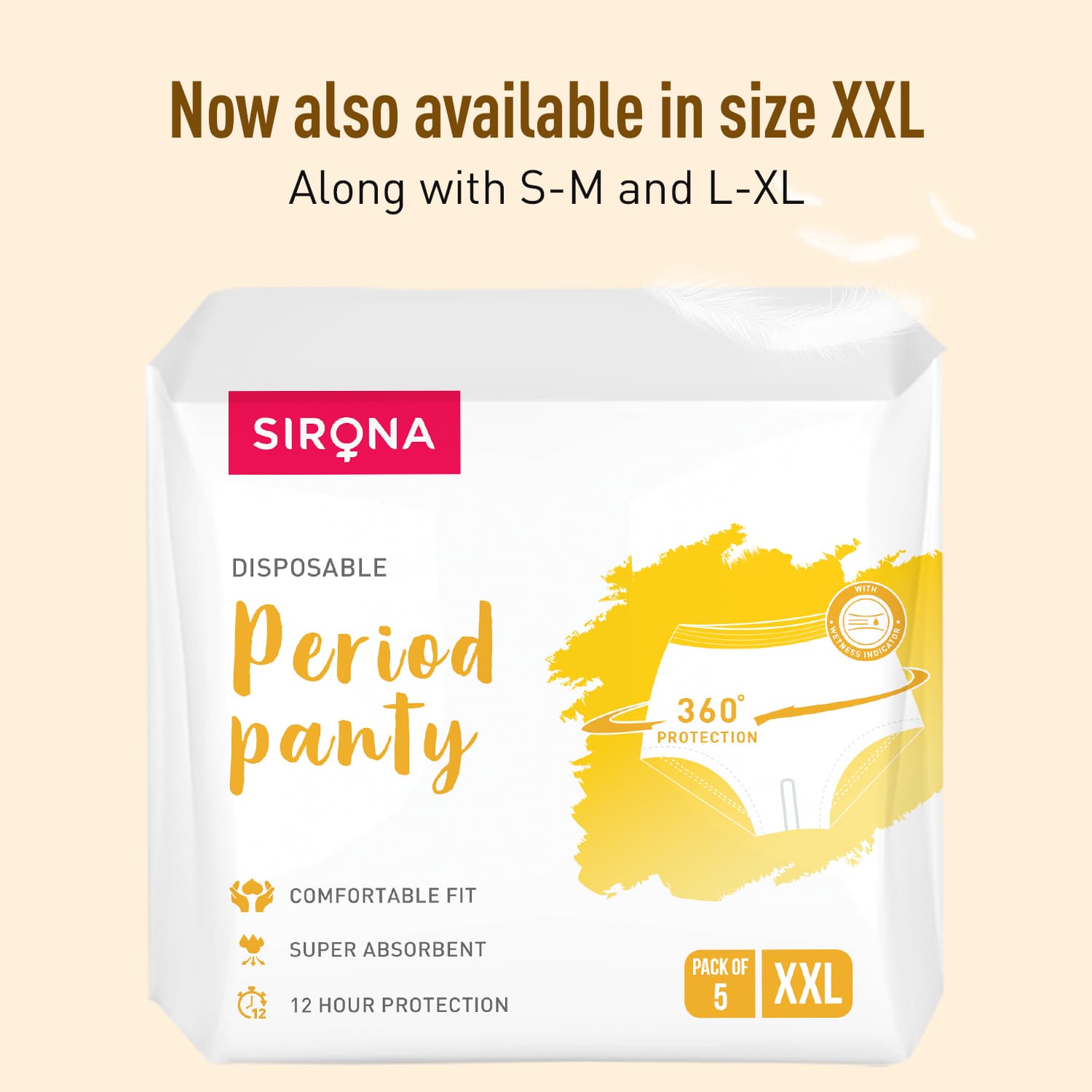 Disposable Period Panties for Women | Comfortable Fit, Super Absorbent, 360-Degree Protection, Leakproof, 12 Hour Protection - Pack of 5