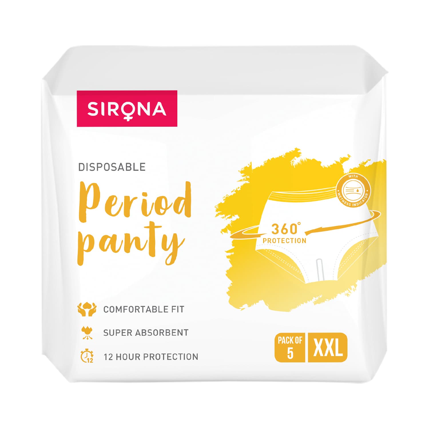 Disposable Period Panties for Women | Comfortable Fit, Super Absorbent, 360-Degree Protection, Leakproof, 12 Hour Protection - Pack of 5