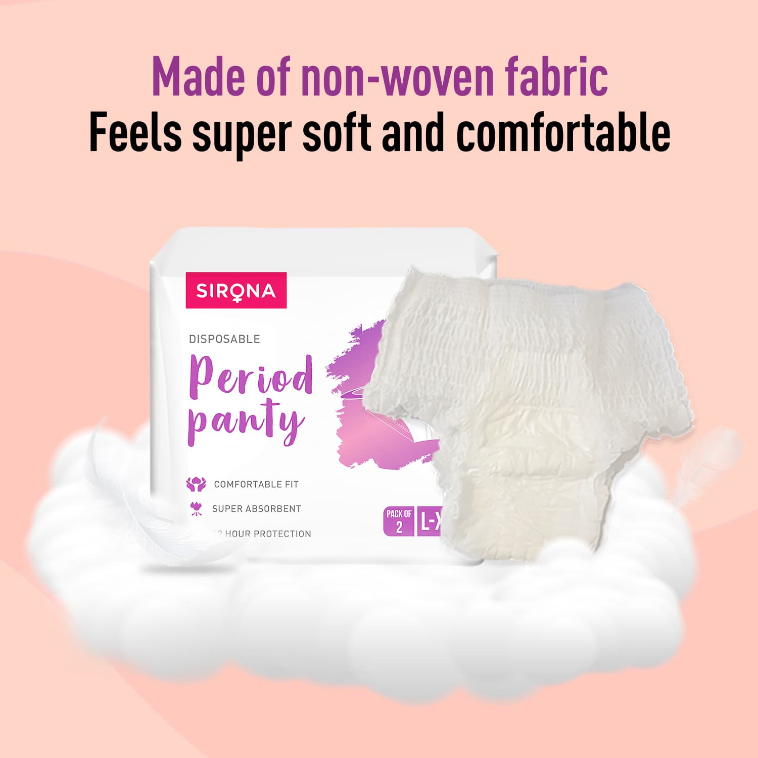 Disposable Period Panties for Women - (L-XL) | Comfortable Fit, Super Absorbent, 360-Degree Protection, Leakproof - Pack of 2