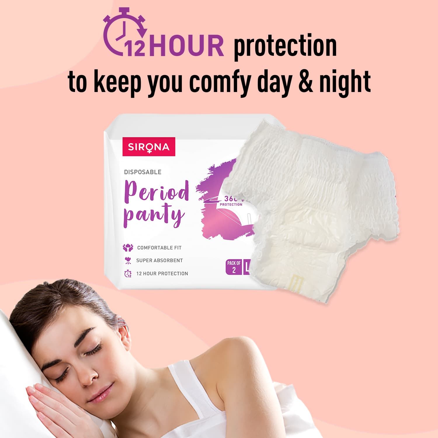 Disposable Period Panties for Women - (L-XL) | Comfortable Fit, Super Absorbent, 360-Degree Protection, Leakproof - Pack of 2
