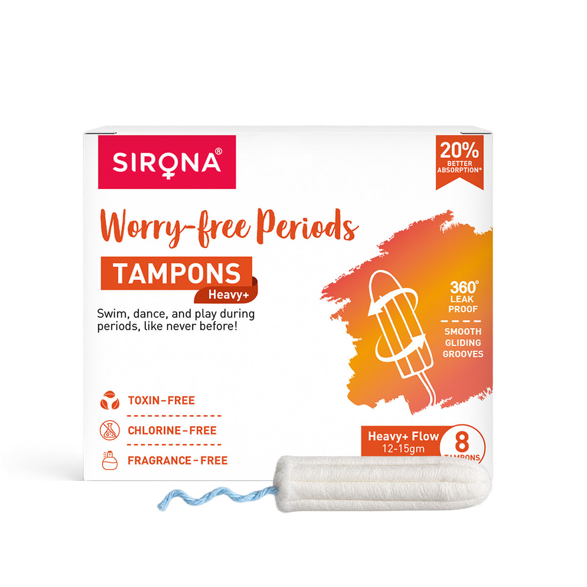 Digital Tampon Heavy + Flow (Pack of 8)