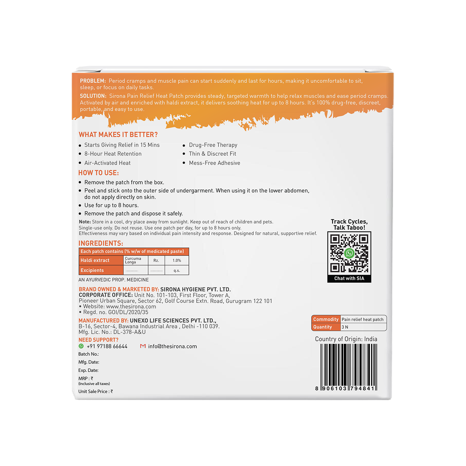 Heat Pain Relief Patch