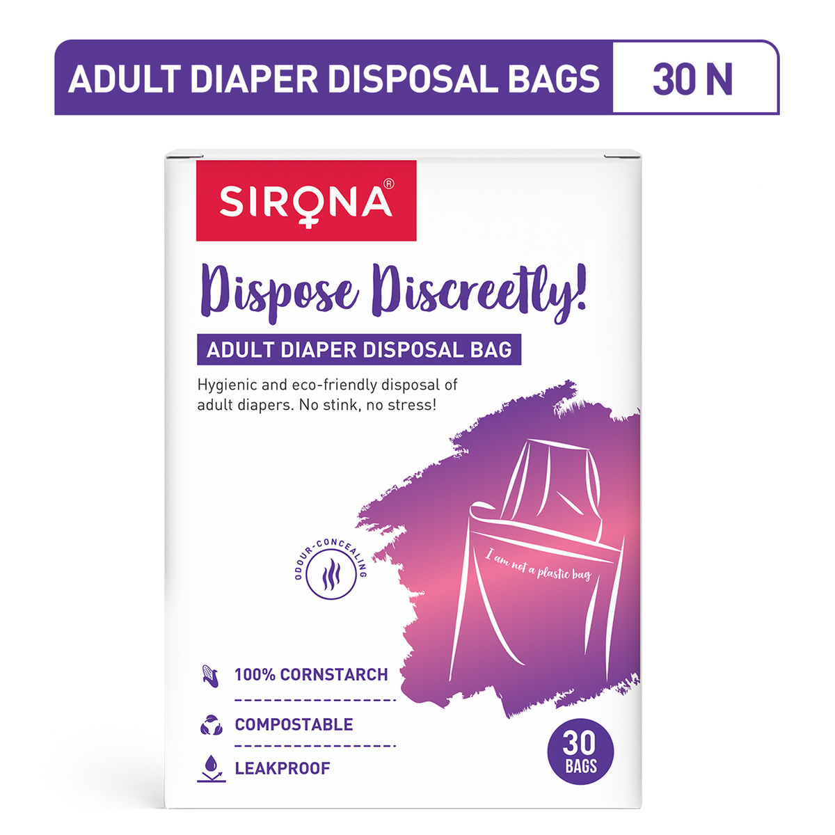 Adult Diaper Disposable Bags (Pack of 30 Bags)