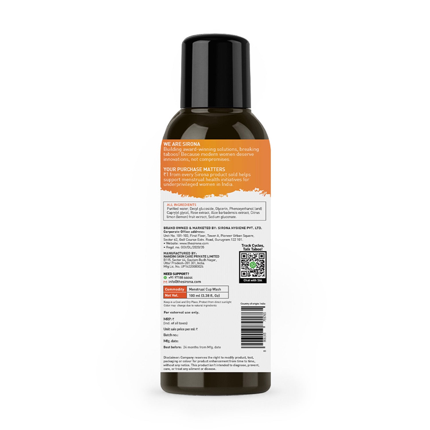 Natural Menstrual Cup Wash – 100 ml