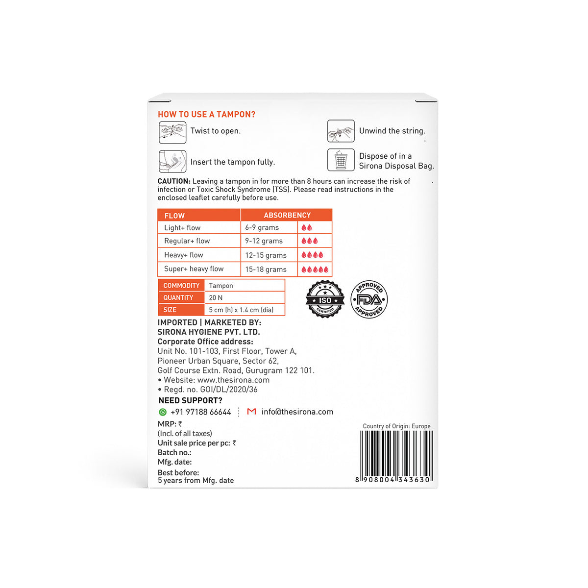 Digital Tampon Heavy+ Flow (1 Pack of 20 Tampons)
