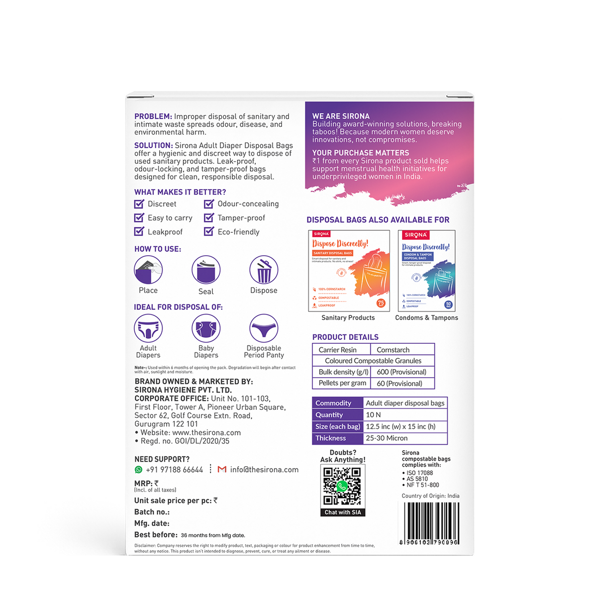 Adult Diaper Disposable Bags (Pack of 10 Bags)