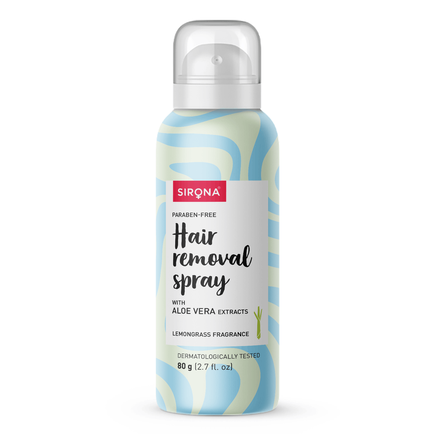 Sirona Hair Removal Spray Foam with Aloe Vera Extracts and Lemongrass Fragrance | For Legs, Arms & Underarms | Removes Hair in 10 Minutes | Parabens Free | Dermatologically Tested | 80 ml