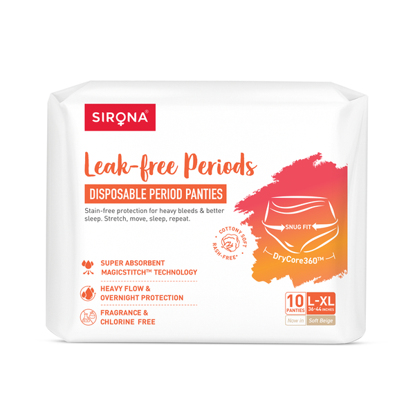 Sirona period panties packaging on white