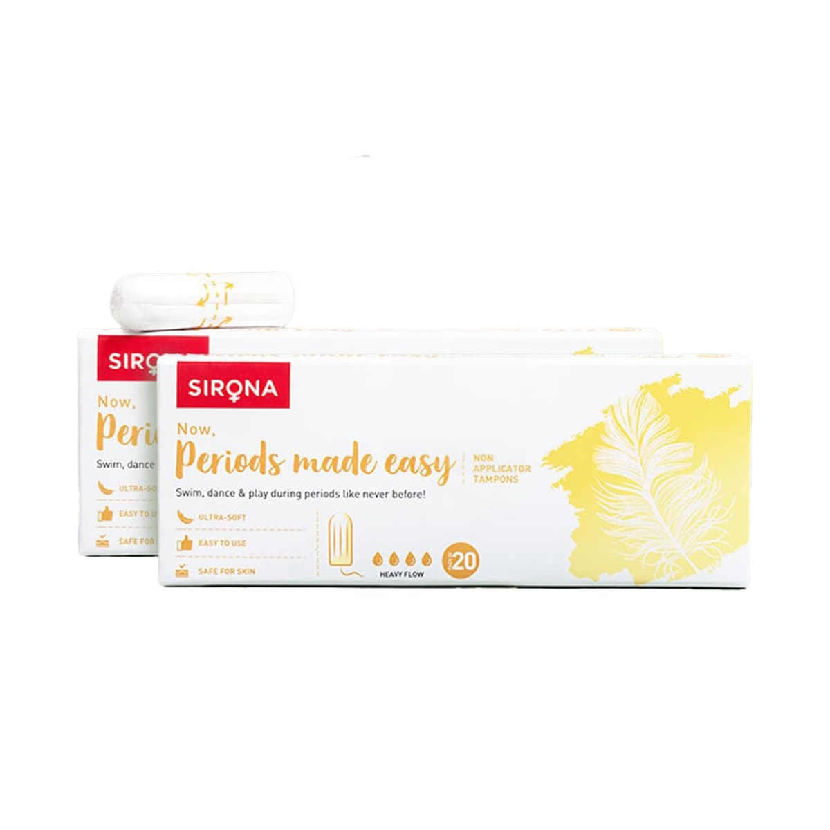 Sirona FDA Approved Natural Biodegradable Tampons - For Heavy Flow | Made in Europe | Safe to use | Highly Absorbent | Ultra Soft