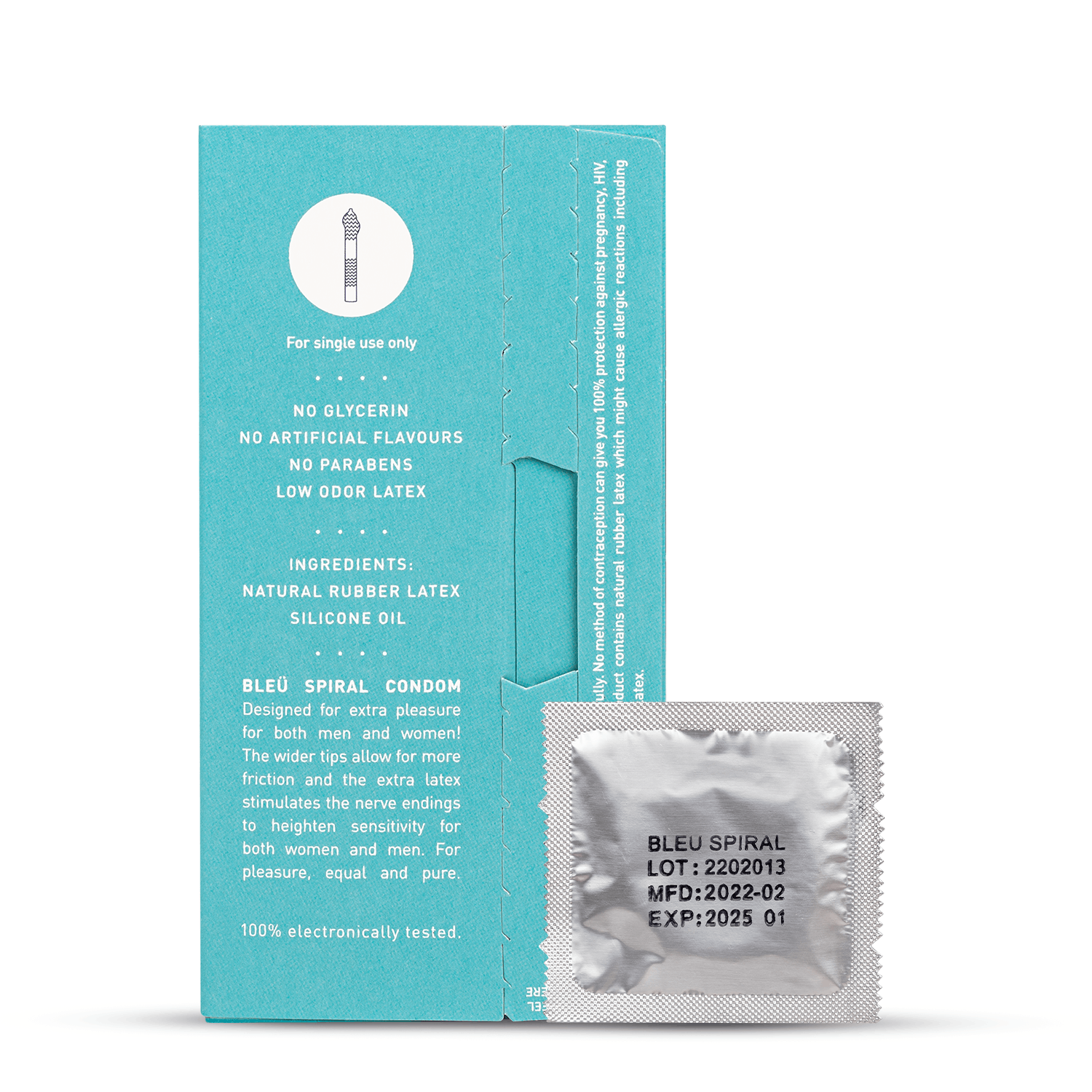 Bleu Spiral Vegan Condoms (1 Pack of 8)