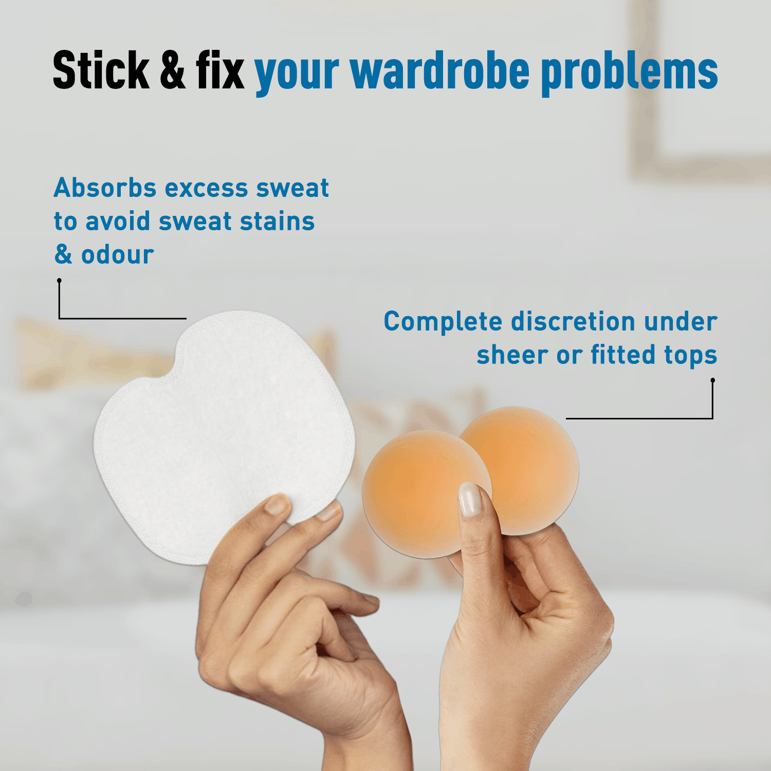 Sirona No Embarrassment Duo | Underarm Sweat Pads, Reusable Silicone Nipple Covers, Fabric & Skin Friendly