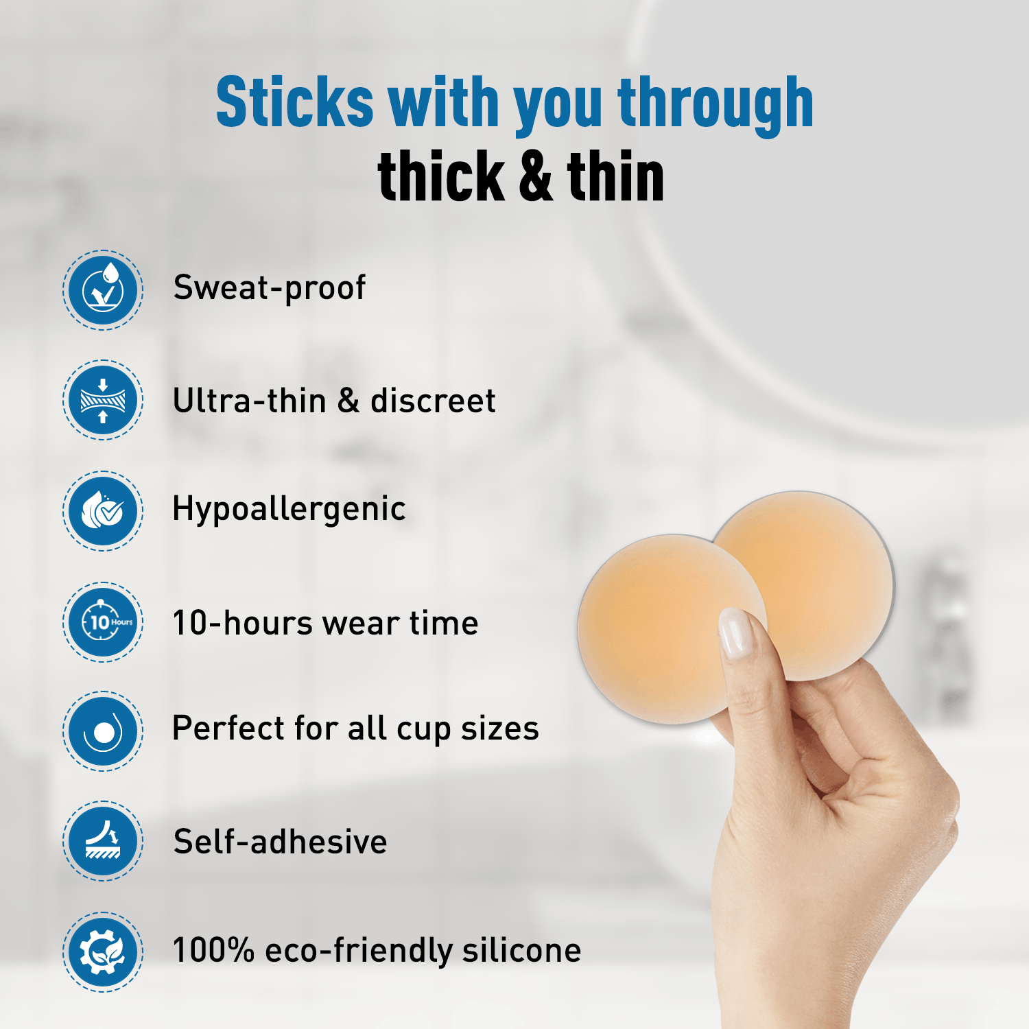 Sirona No Embarrassment Duo | Underarm Sweat Pads, Reusable Silicone Nipple Covers, Fabric & Skin Friendly