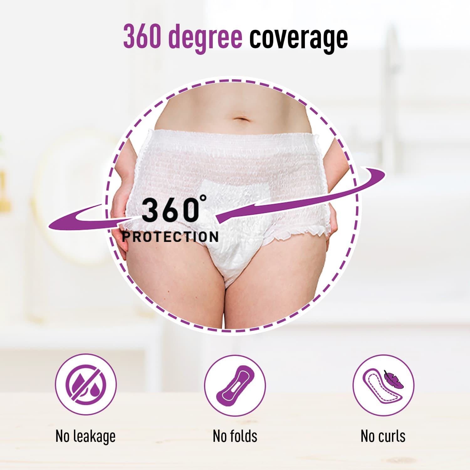 Disposable Period Panties for Women | Comfortable Fit, Super Absorbent, 360-Degree Protection, Leakproof, 12 Hour Protection - Pack of 5