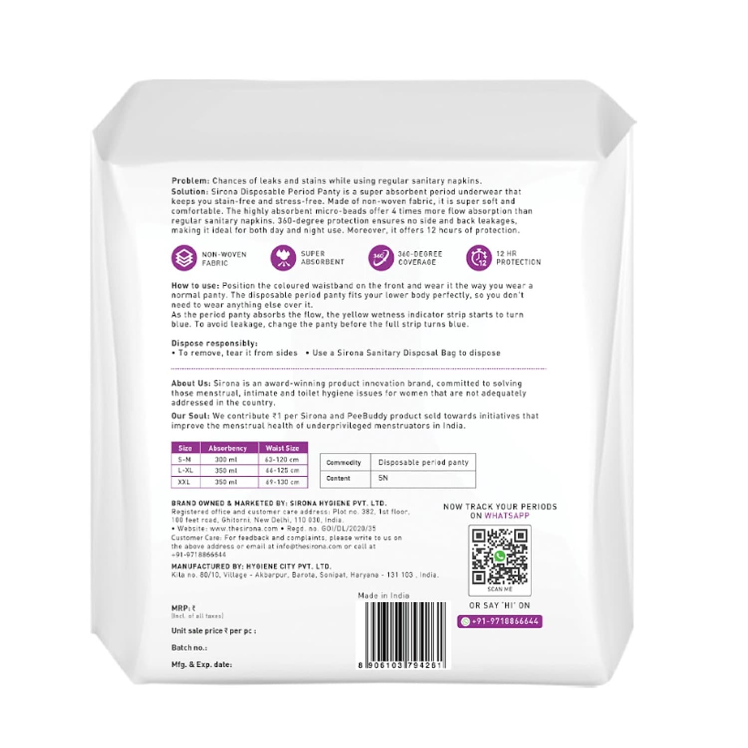 Disposable Period Panties for Women | Comfortable Fit, Super Absorbent, 360-Degree Protection, Leakproof, 12 Hour Protection - Pack of 5