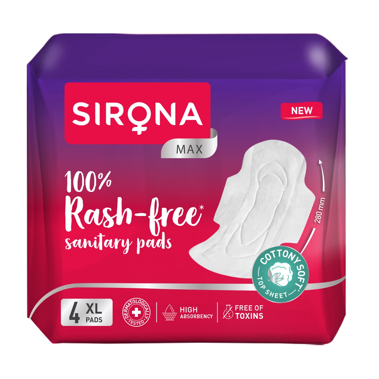 100% Rash Free Sanitary Pads for Women (XL) | 4 Pads For Heavy Flow, Cottony Soft Top Sheet, Leakproof, Toxin Free Napkin