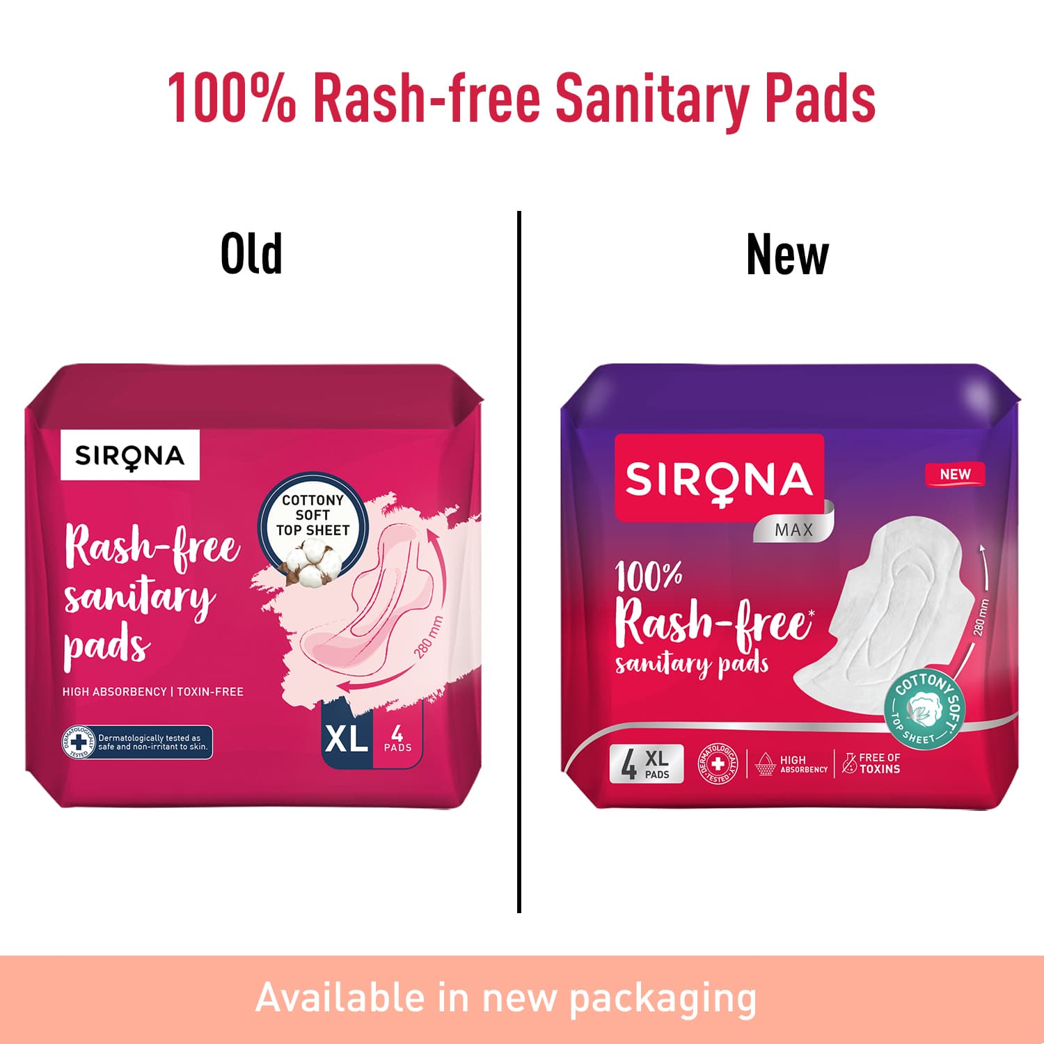 100% Rash Free Sanitary Pads for Women (XL) | 4 Pads For Heavy Flow, Cottony Soft Top Sheet, Leakproof, Toxin Free Napkin
