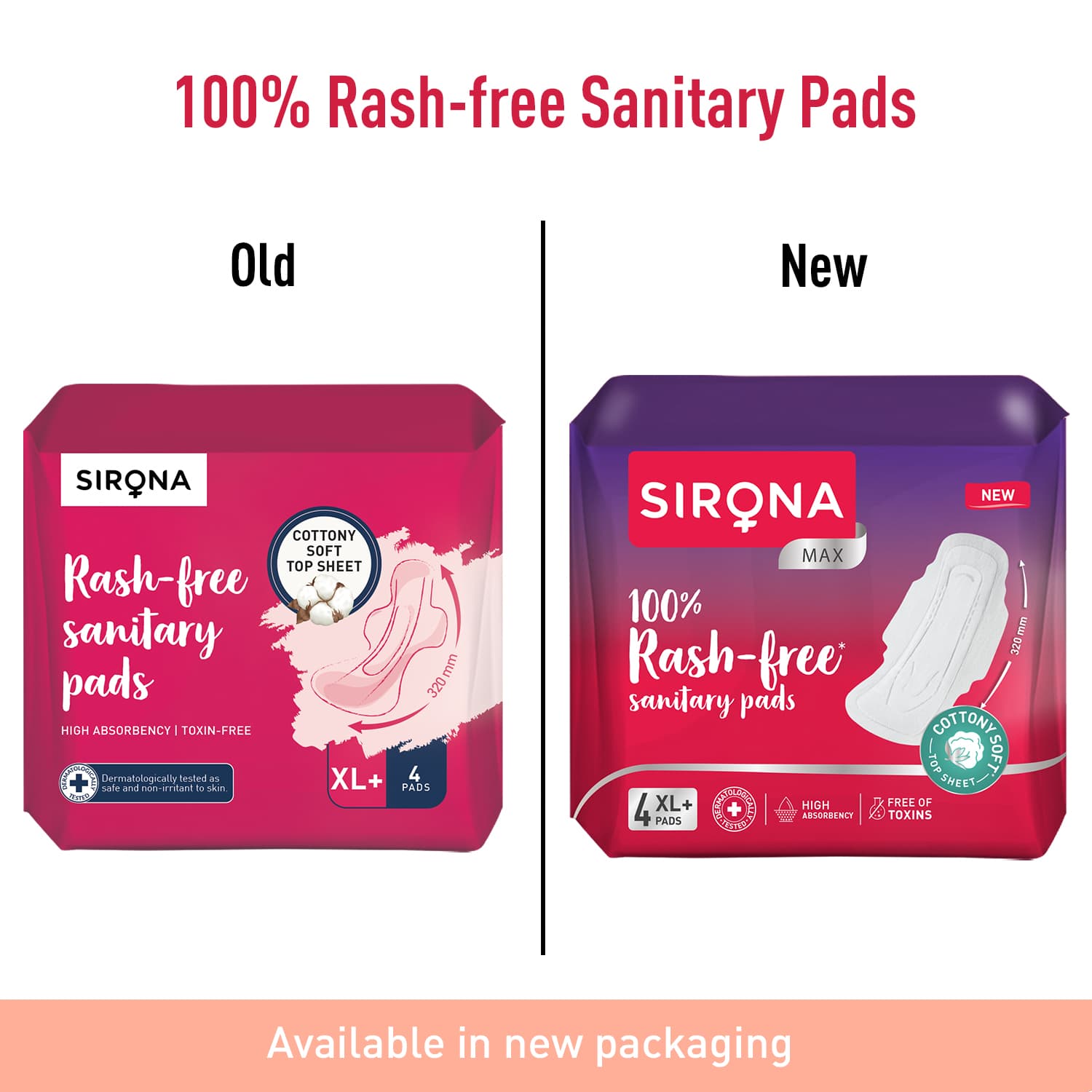 100% Rash Free Sanitary Pads for Women (XL+) | 4 Disposable Pads For Heavy Flow, Cottony Soft Top Sheet, Leakproof, Toxin Free Napkin