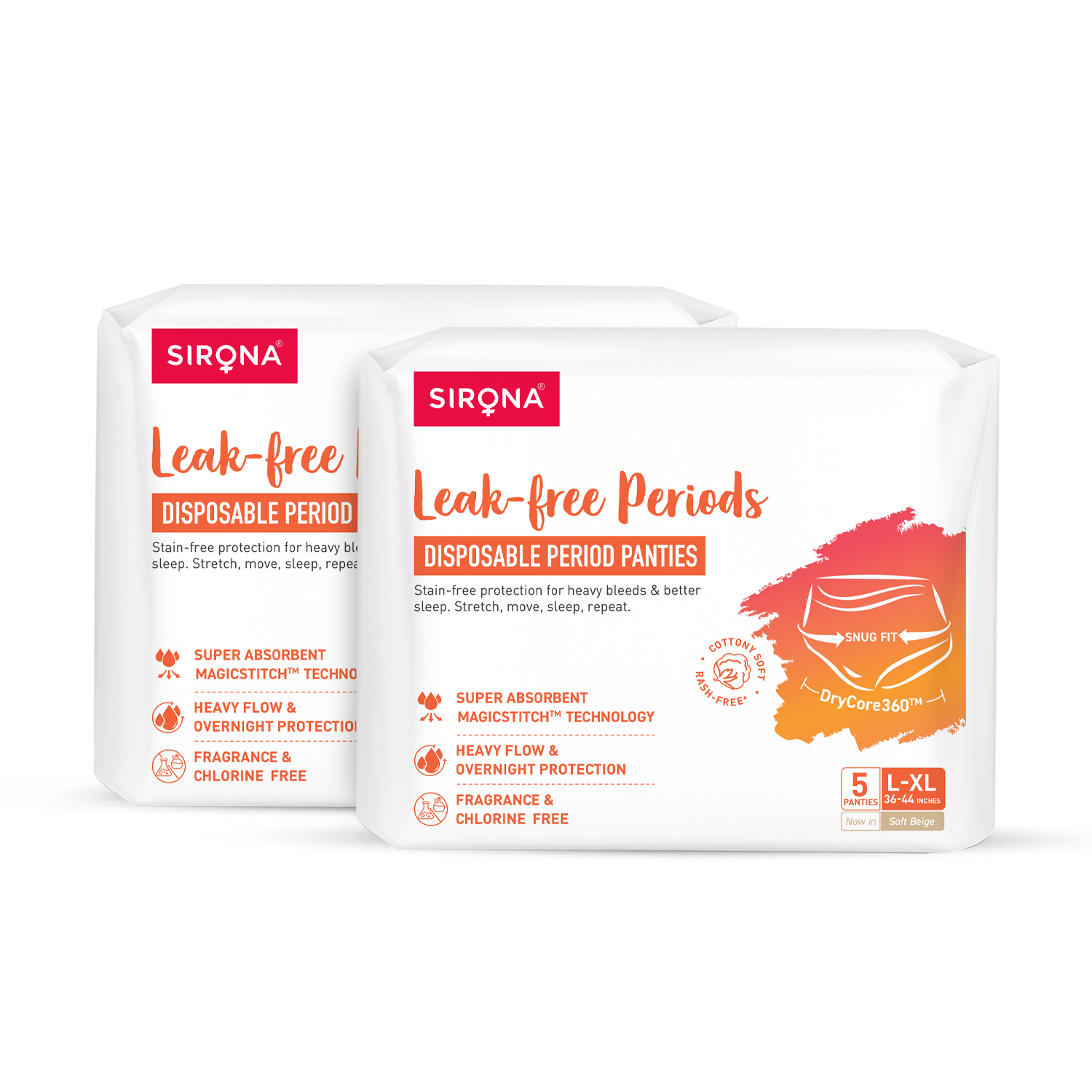 Sirona leak-free period panties packages