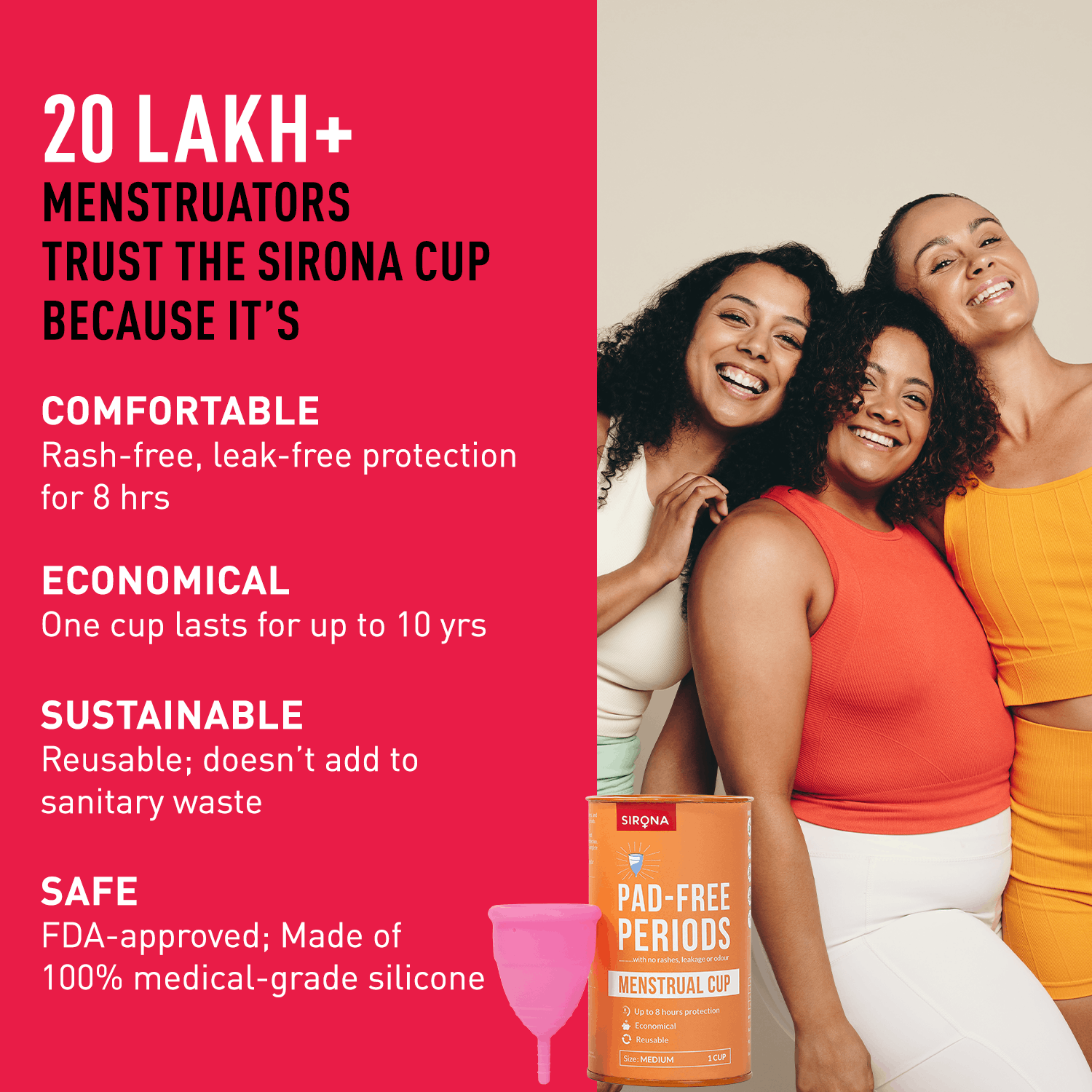 Sirona Reusable Menstrual Cup with Pouch