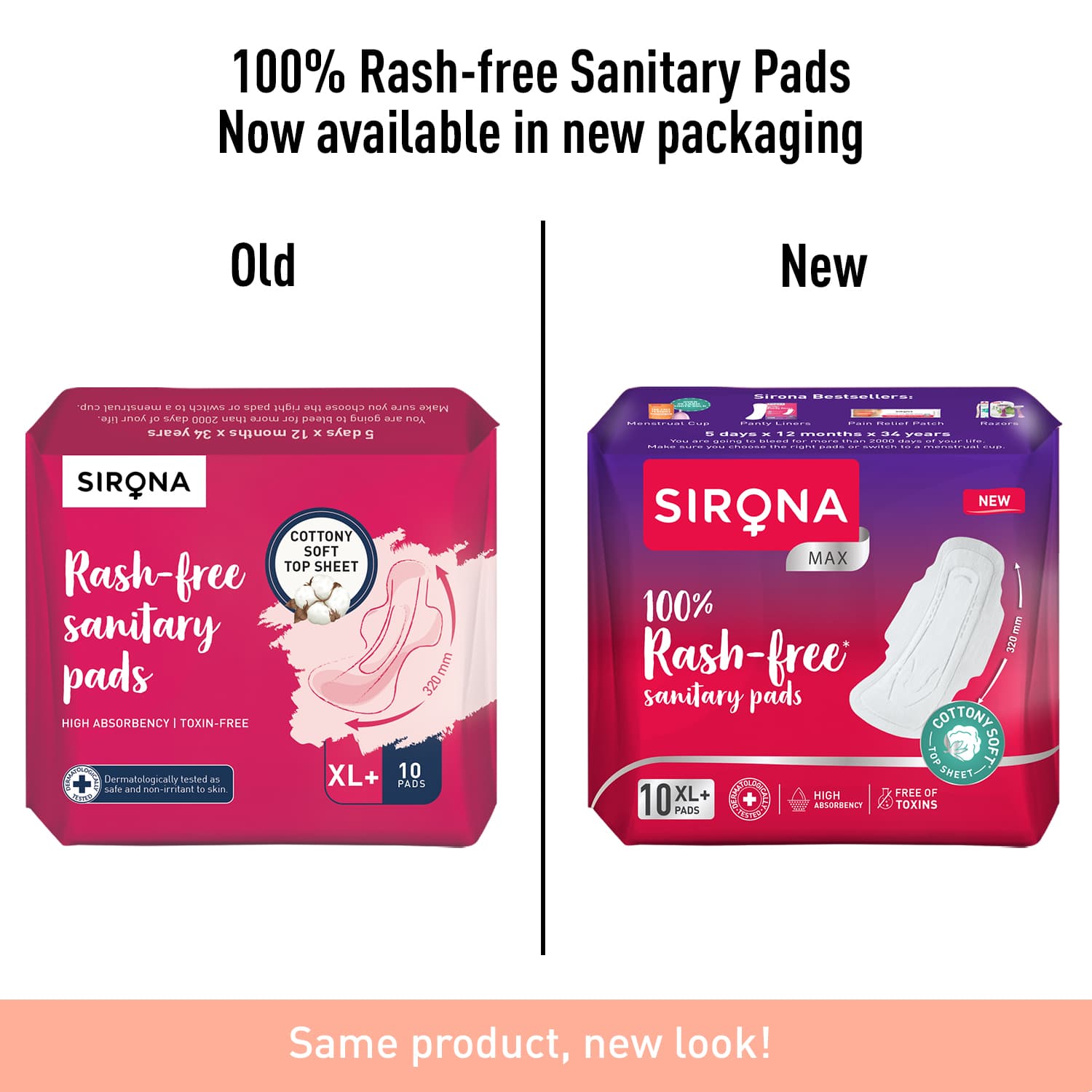100% Rash Free Sanitary Pads for Women (XL+), 10 Disposable Pads For Heavy Flow, Cottony Soft Top Sheet, Leakage Proof, Toxin Free Napkins