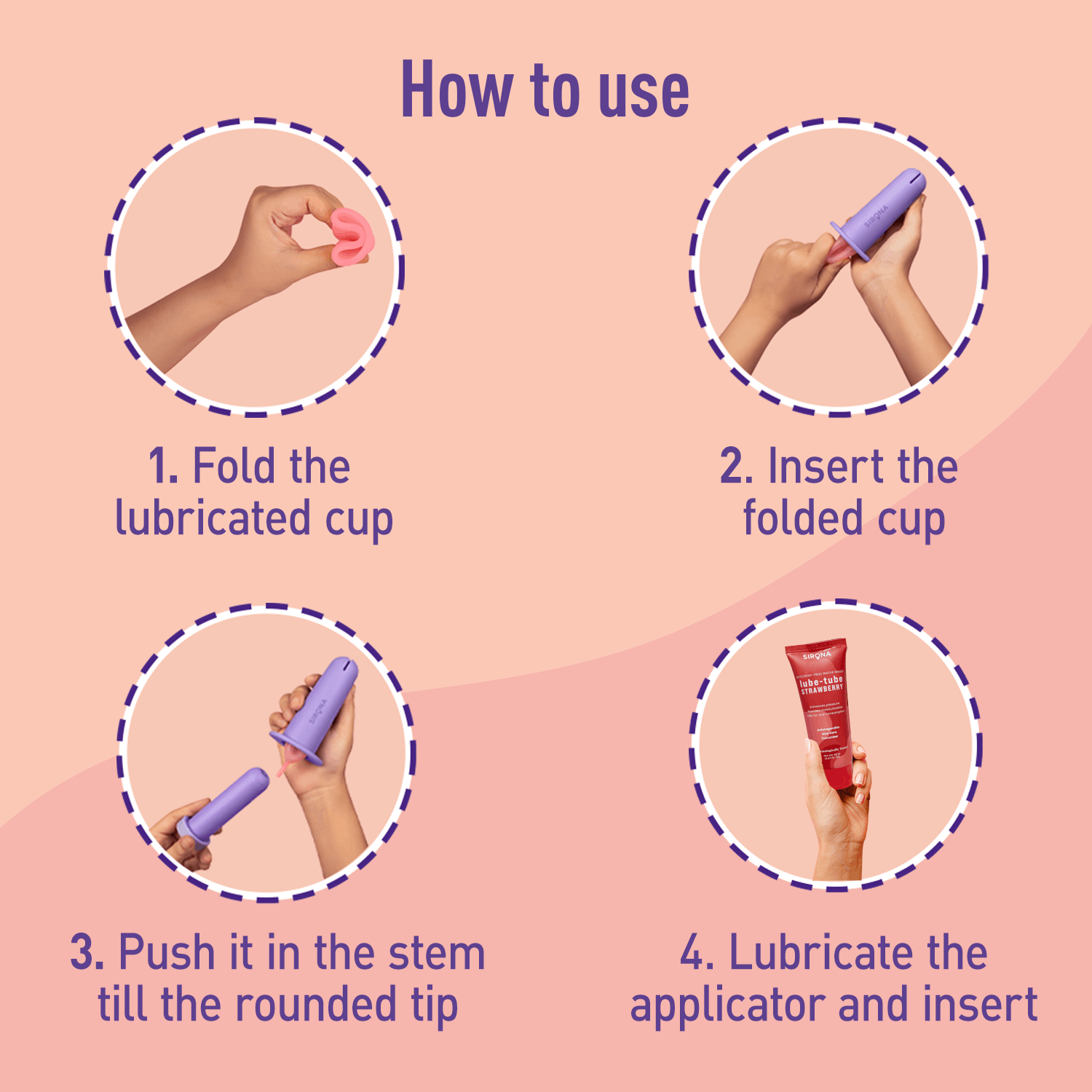 Reusable Menstrual Cup Applicator with Strawberry Lube