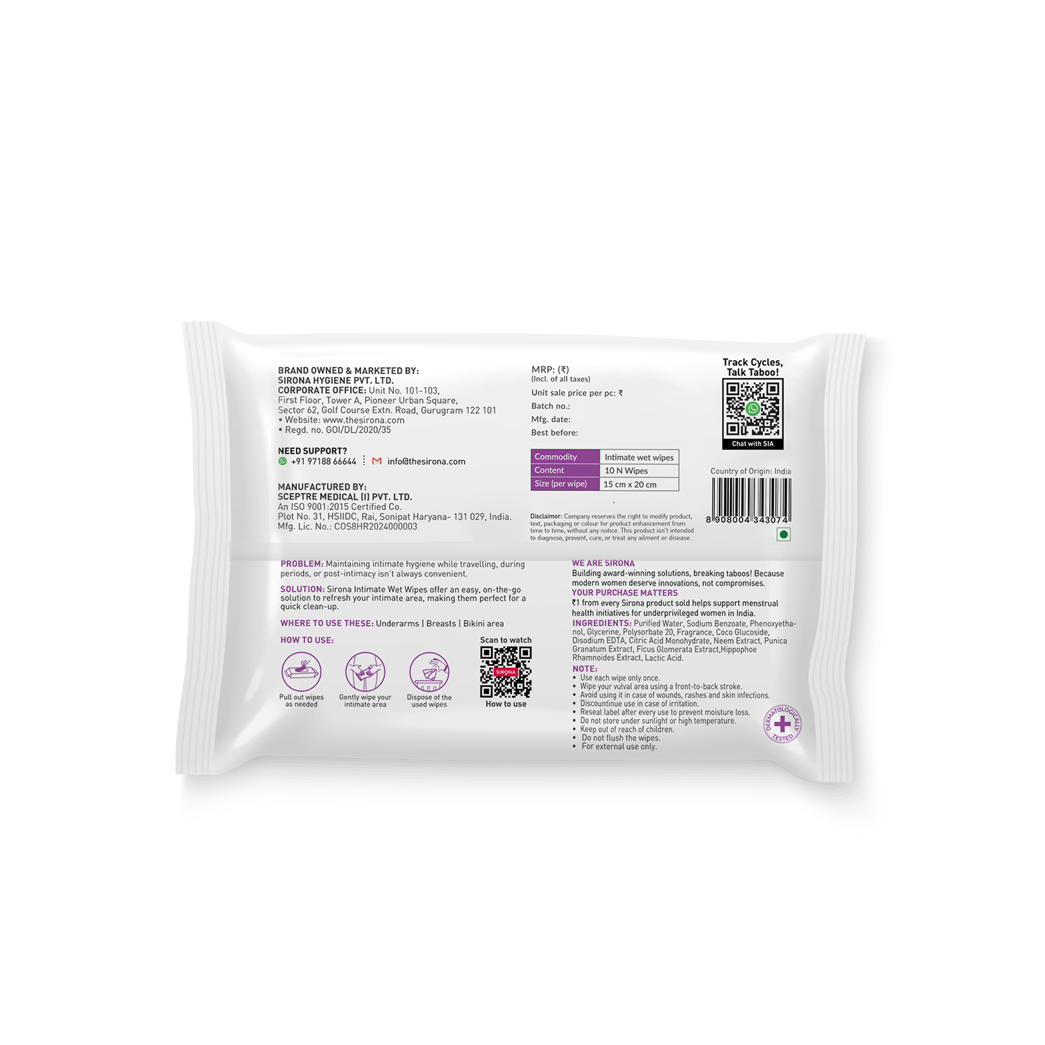 Intimate Wet Wipes (Pack of 20 Wipes)