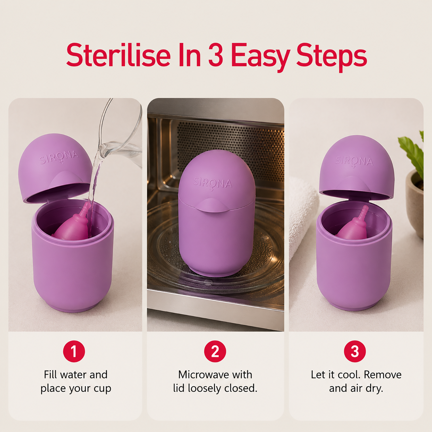 Portable and Microwavable Menstrual Cup Sterilizer