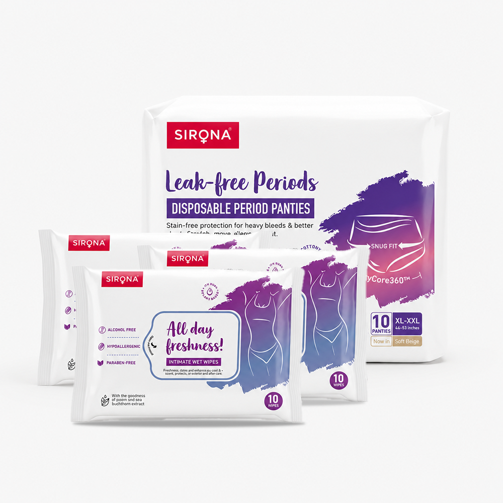 Disposable Period Panties & Intimate Wipes Combo