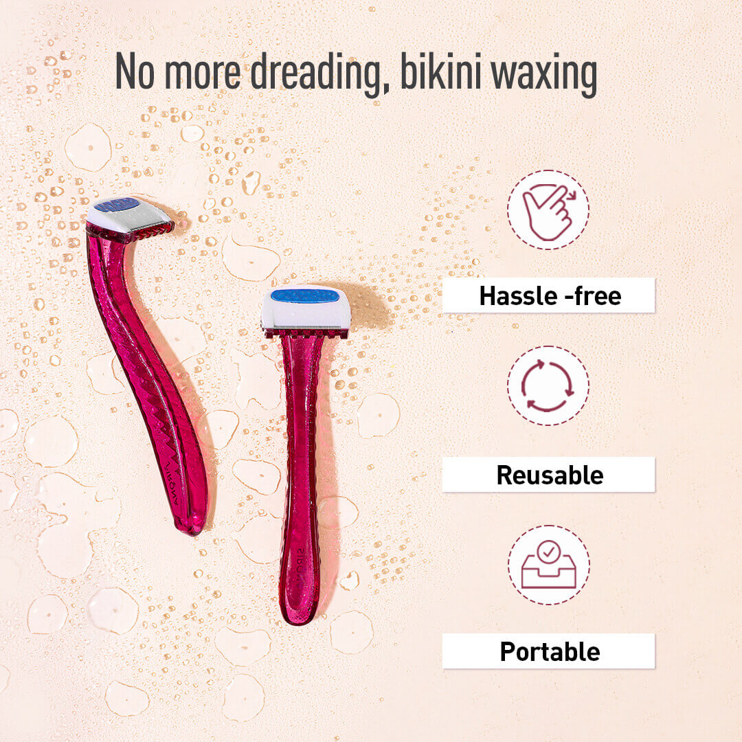Sirona Bikini Line Razor | Hair Removal Razor for Bikini Line, Stainless Steel Blade, Anti Slip Handle, Reusable Women Razor for Intimate Area (Pack of 3)
