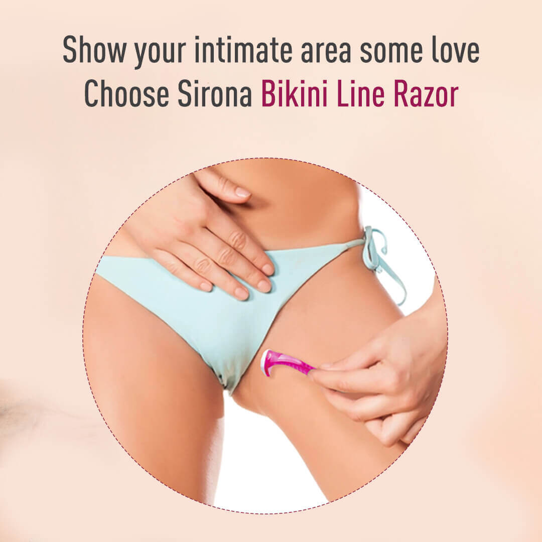 Sirona Bikini Line Razor | Hair Removal Razor for Bikini Line, Stainless Steel Blade, Anti Slip Handle, Reusable Women Razor for Intimate Area (Pack of 3)