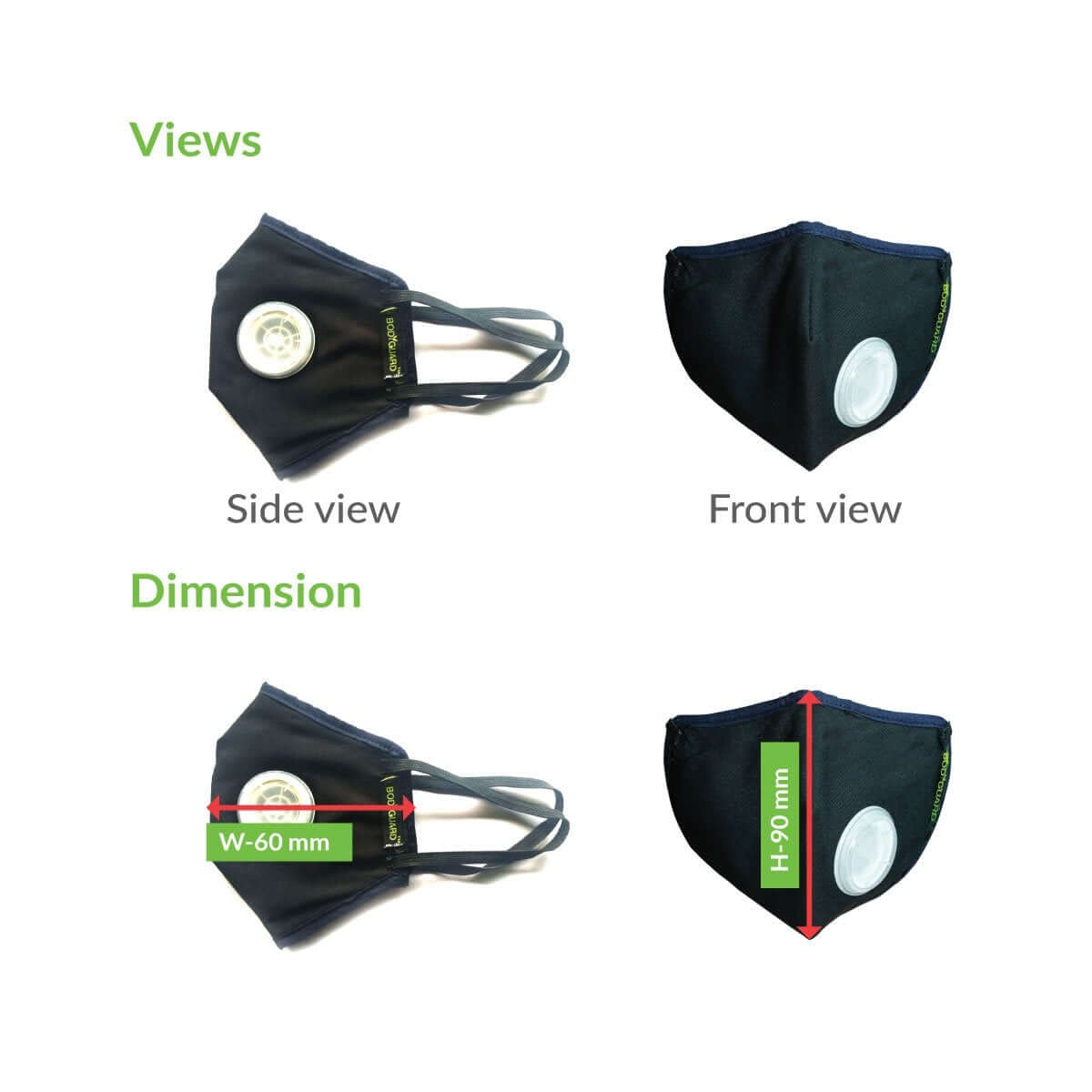 Bodyguard Reusable N99+PM2.5 6 Layer Anti Pollution Face Mask - Nose Clip for Better Fit | Exhalation Valve for Easy Breathing