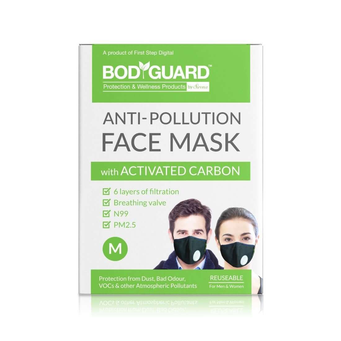 Bodyguard Reusable N99+PM2.5 6 Layer Anti Pollution Face Mask - Nose Clip for Better Fit | Exhalation Valve for Easy Breathing