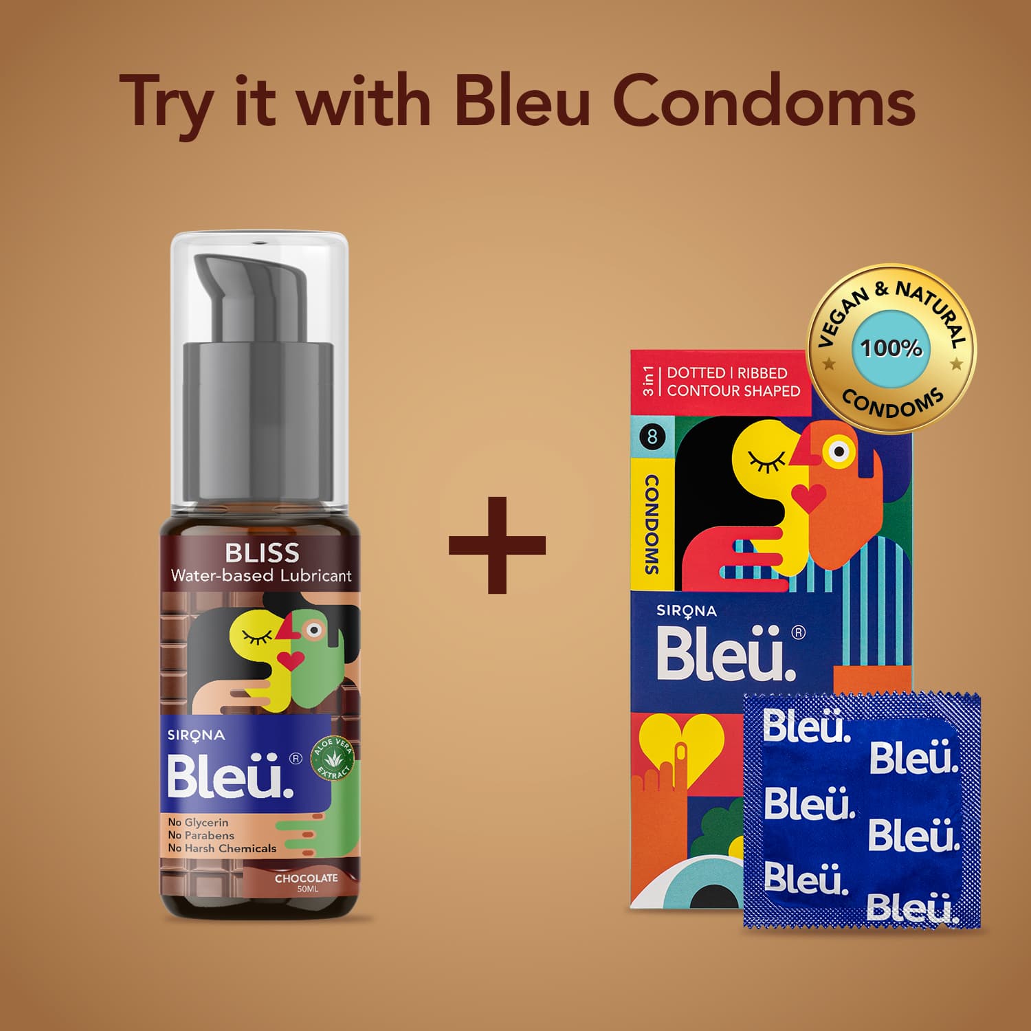 Bleu Bliss Lubricant - Chocolate Flavour | 100% Water-based Lube | Aloe Vera & Cucumber Extracts | Paraben-free | No harsh chemicals - 50ml