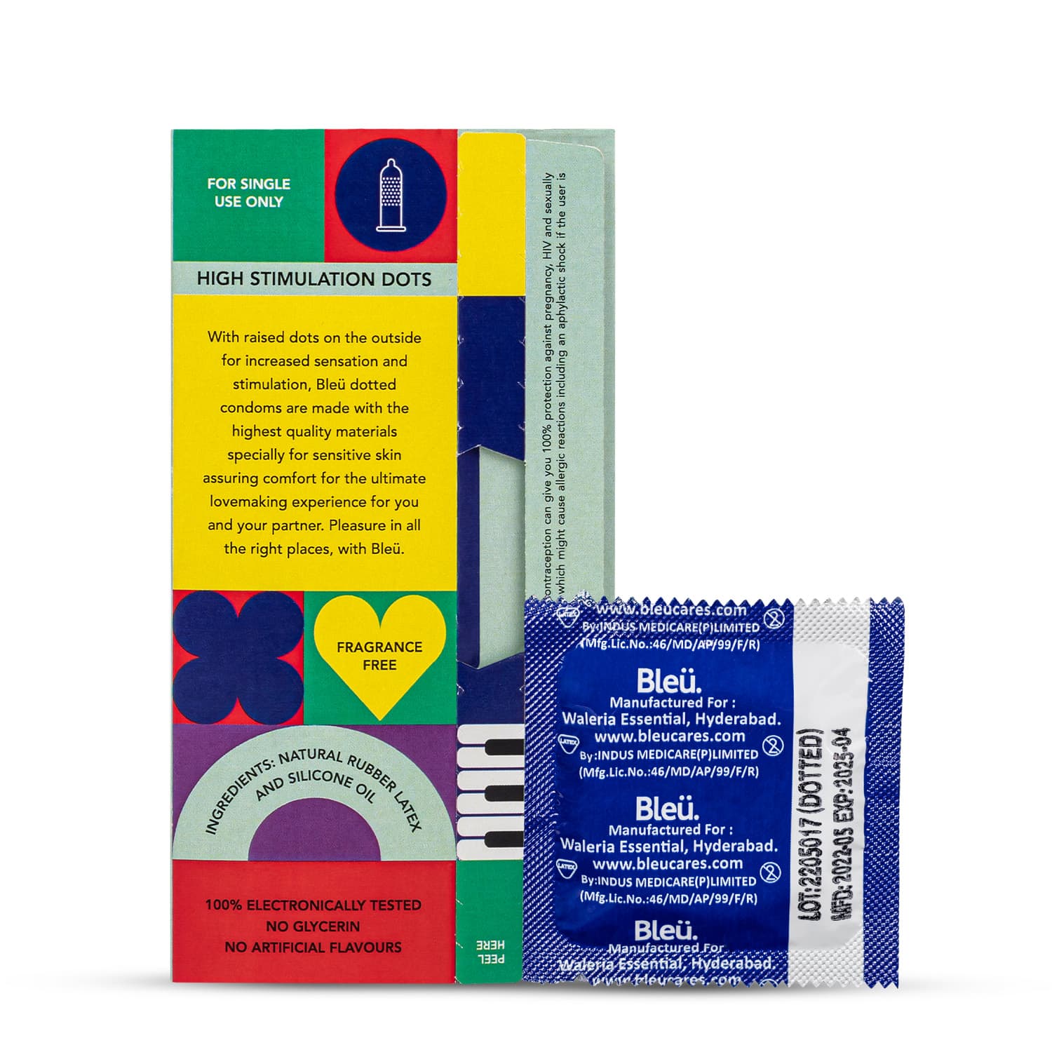 Dotted Condoms (Pack of 8) | 100% Natural Latex for Extra Sensitive Skin, Toxin Free & Vegan Condoms, Reduced Itch and Irritation