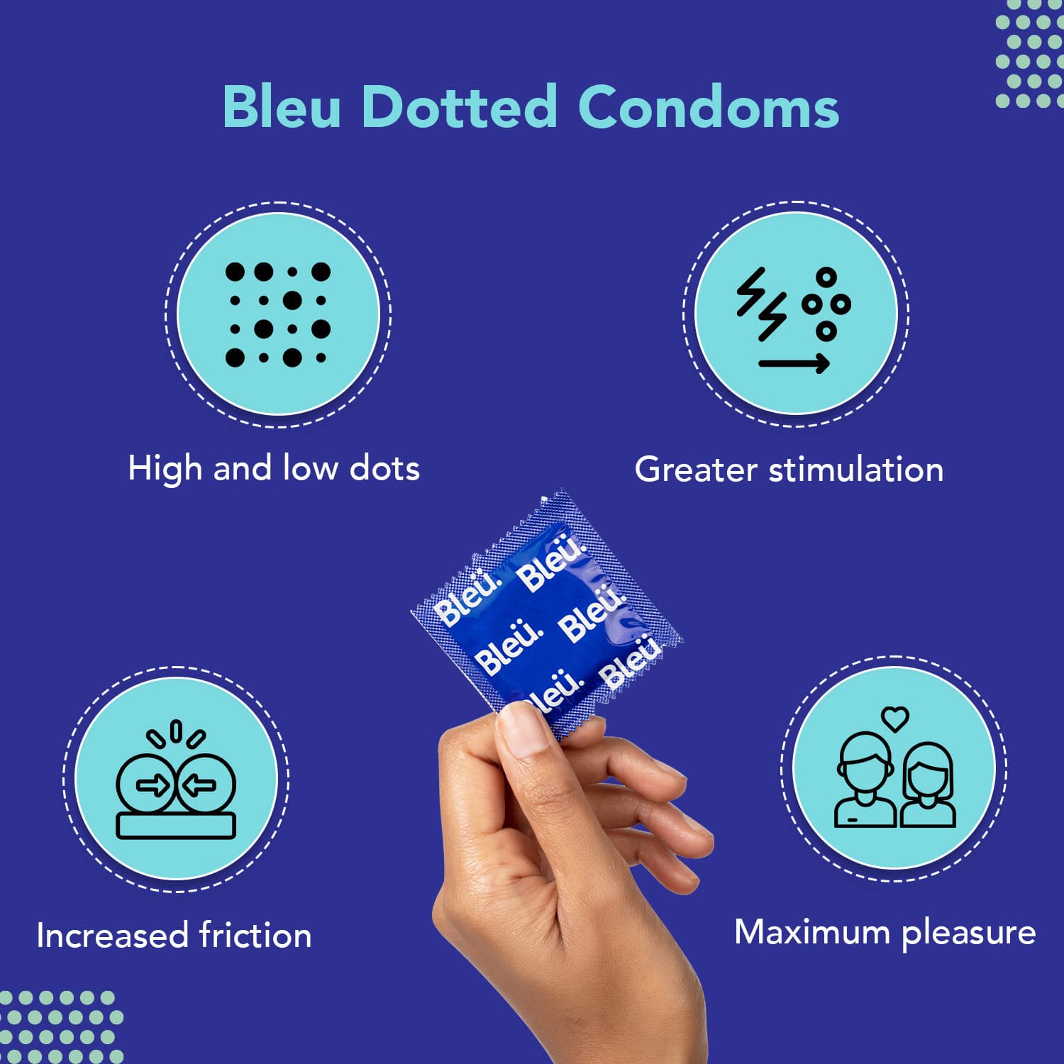 Dotted Condoms (Pack of 8) | 100% Natural Latex for Extra Sensitive Skin, Toxin Free & Vegan Condoms, Reduced Itch and Irritation