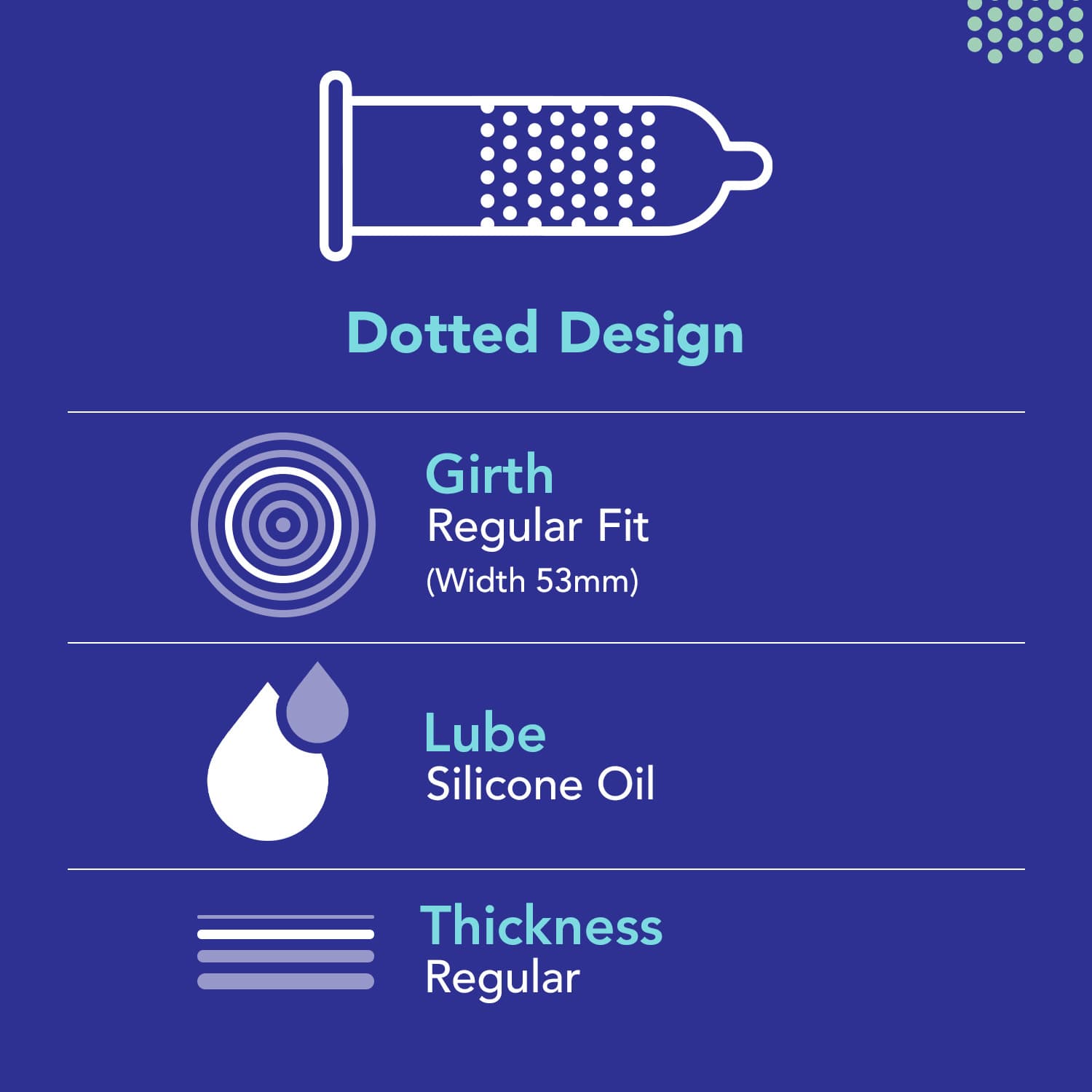 Dotted Condoms (Pack of 8) | 100% Natural Latex for Extra Sensitive Skin, Toxin Free & Vegan Condoms, Reduced Itch and Irritation