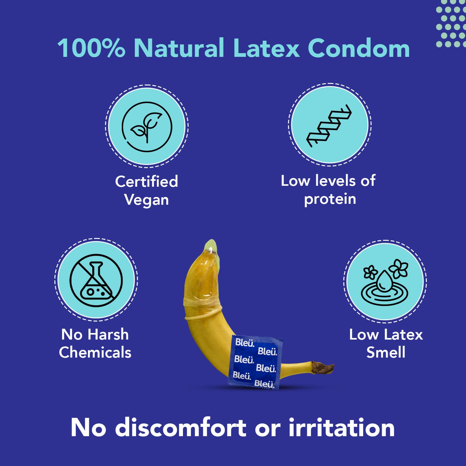 Dotted Condoms (Pack of 8) | 100% Natural Latex for Extra Sensitive Skin, Toxin Free & Vegan Condoms, Reduced Itch and Irritation