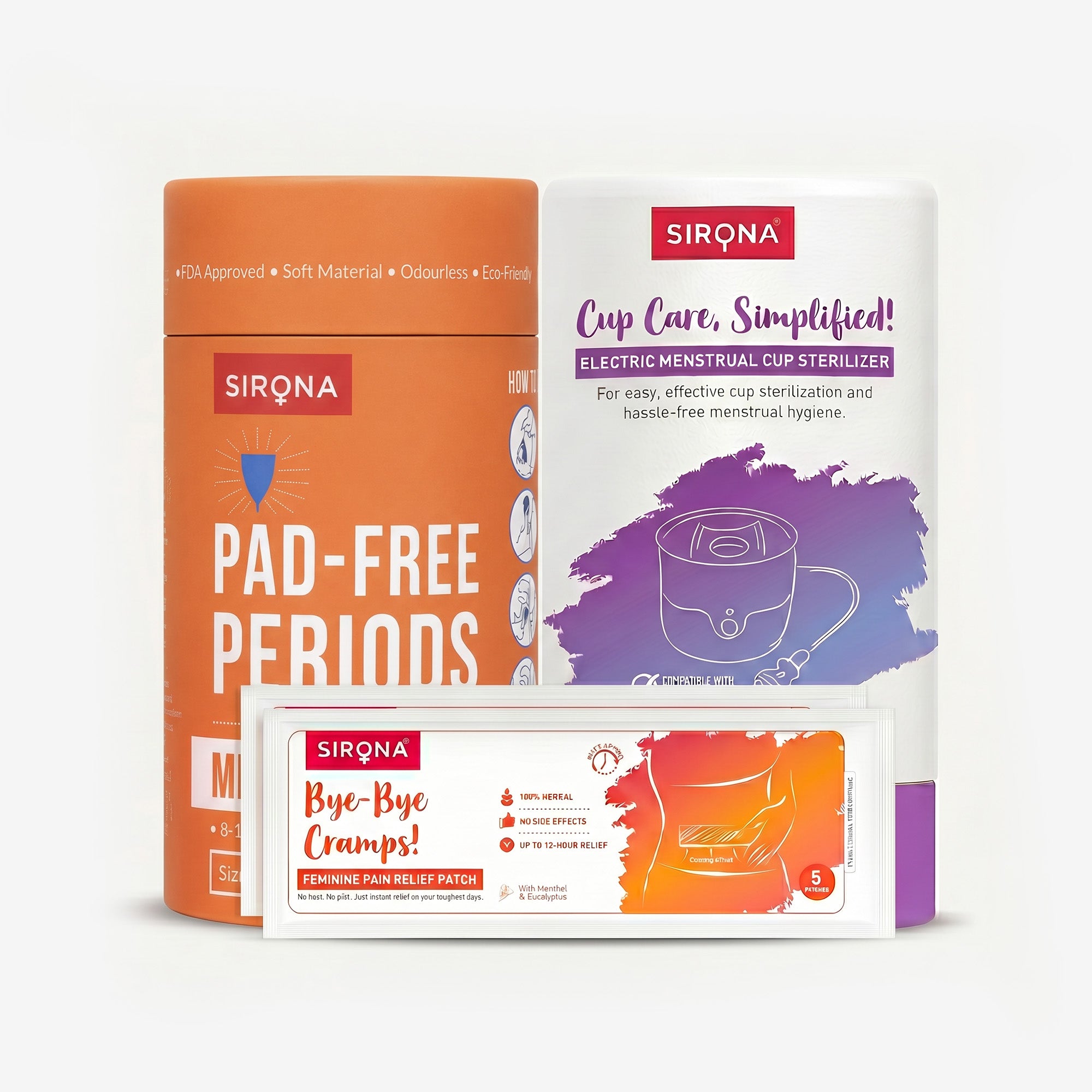 Menstrual Cup | Electronic Sterilizer | Pain Relief Patches