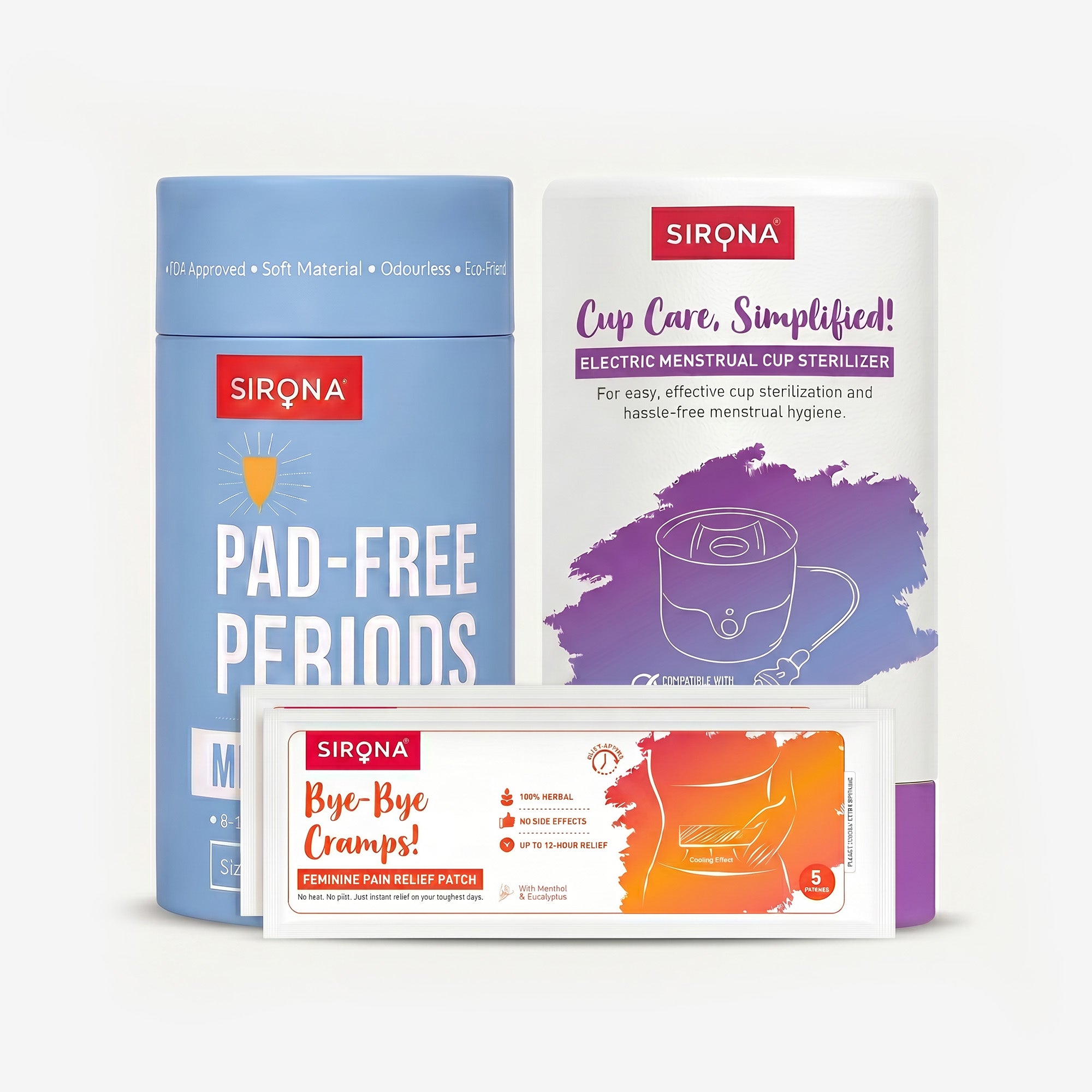 Menstrual Cup | Electronic Sterilizer | Pain Relief Patches