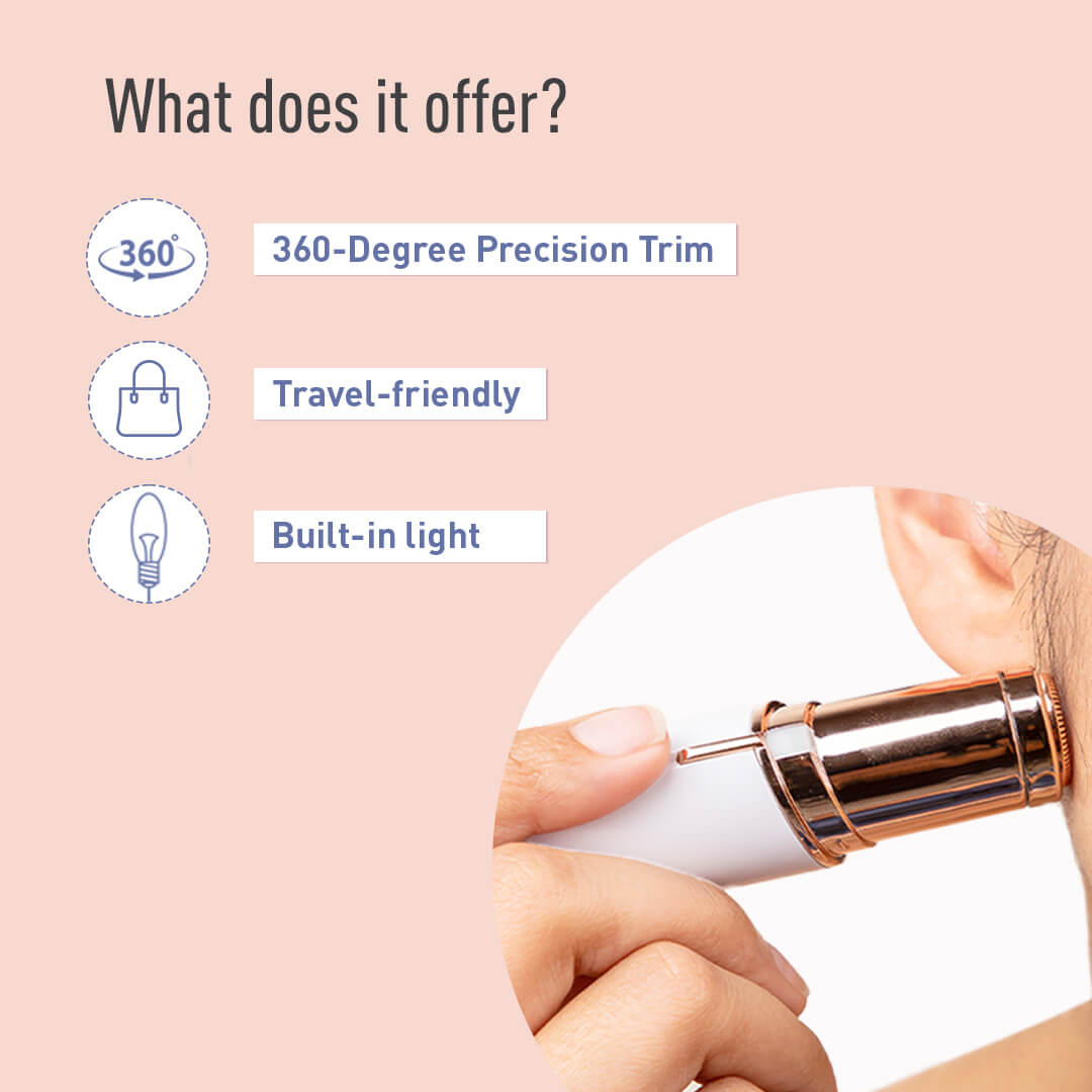 Sirona Electric Facial Razor for Women | Hair Removal Razor for Face, 360 Degree Precision Trim, Built-in Light, Battery Operated, Travel friendly, For All Skin Types